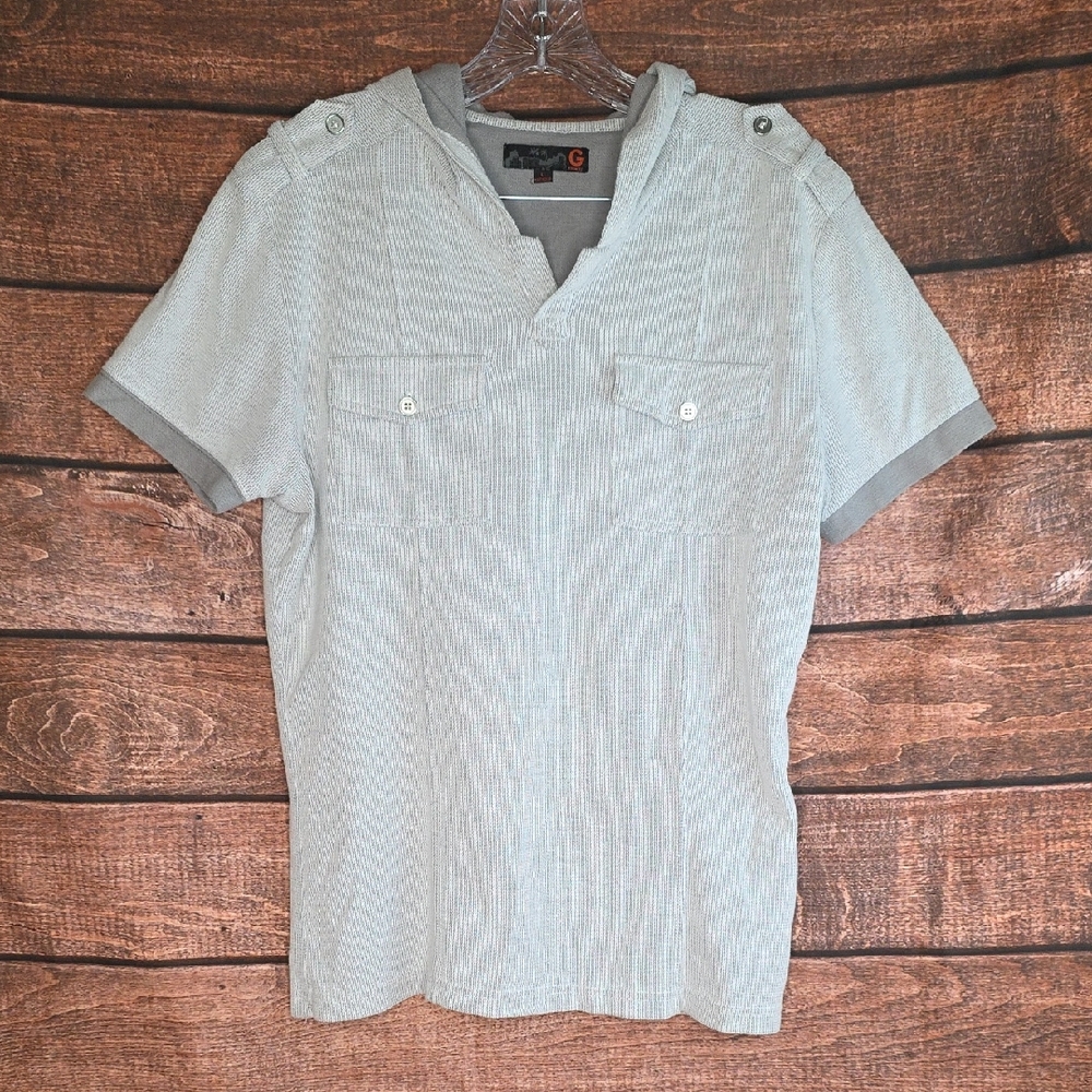 Guess Men's Vintage Gray Casual Shirt with Tailored Look Size Large BA-1836